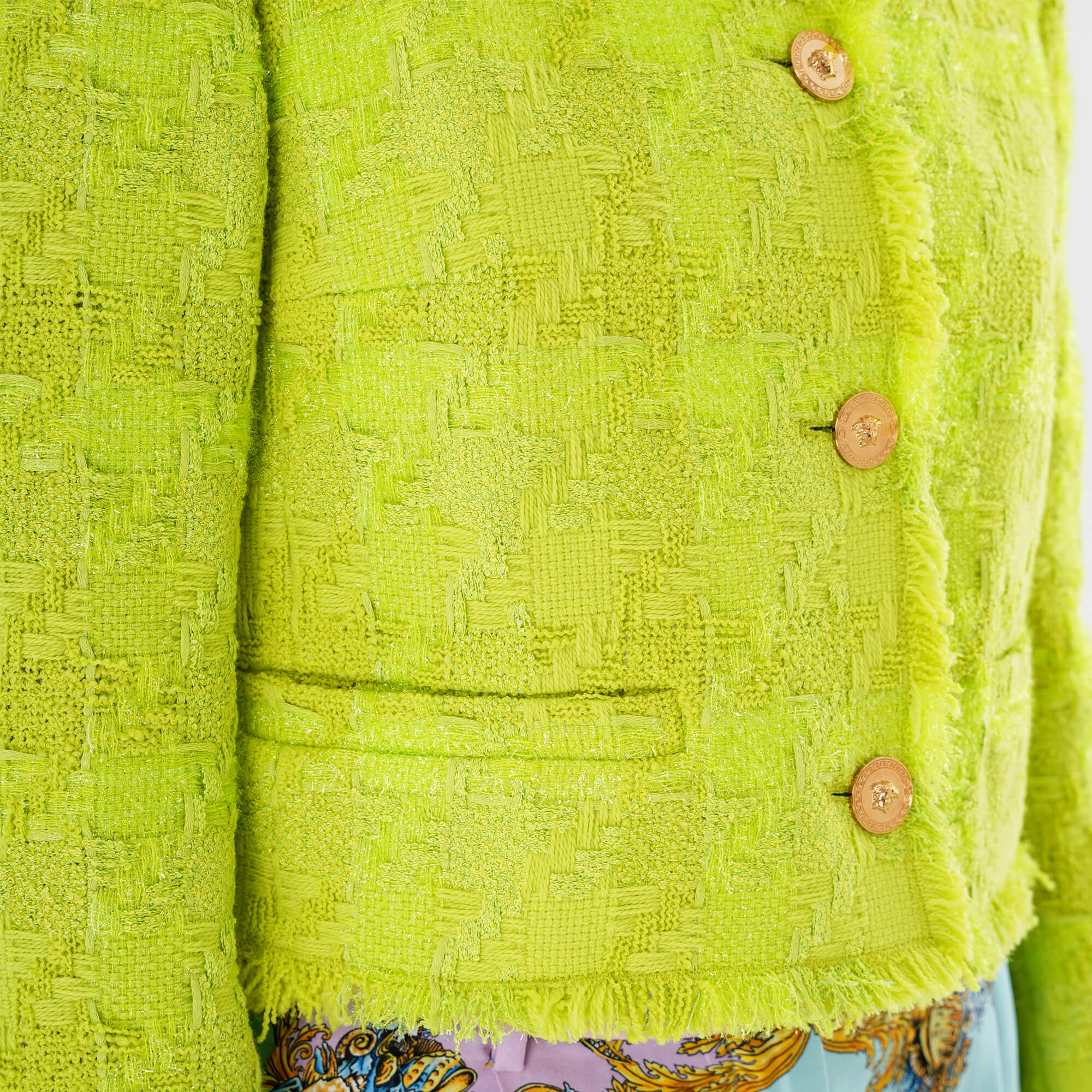 Versace - Neon Green Cropped Tweed Jacket IT42